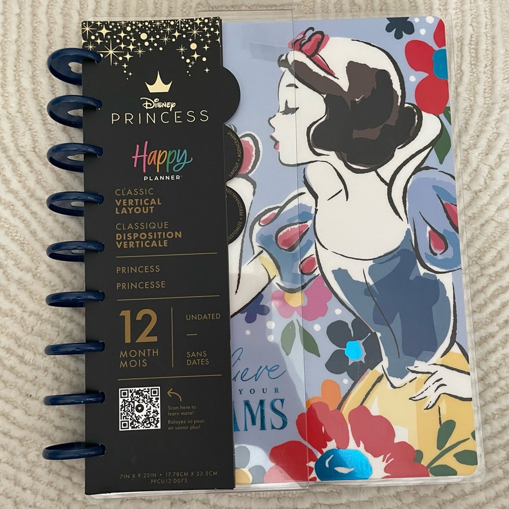 NWT Disney Snow White Happy Planner | Undated 12-Month Journal, Floral Cover